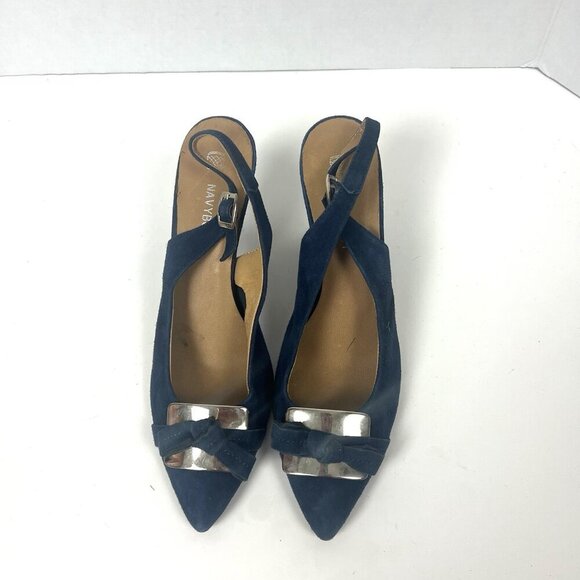 Navyboot Blue Slingback Suede Sandals EU 40 US 9 Leather Upper & Lining Office - Picture 3 of 9
